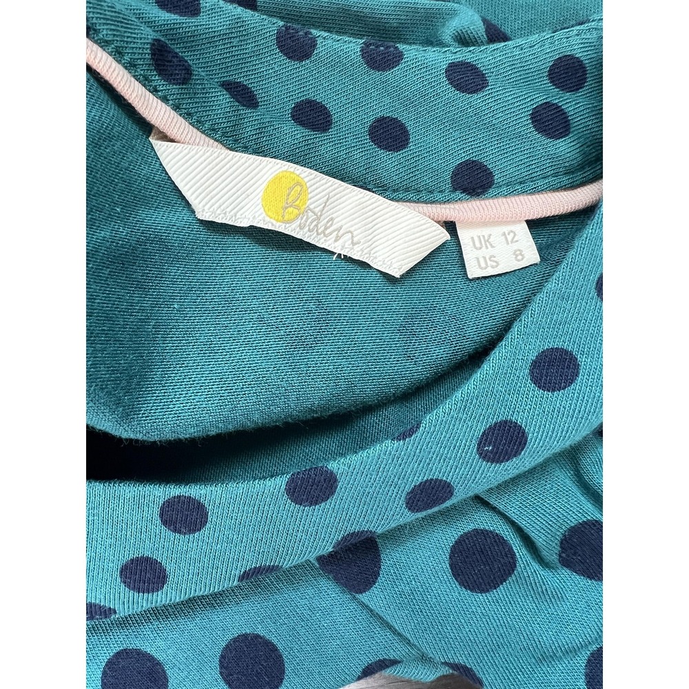 Boden Polka Dot Top Womens 8‎ Blue Jersey Bell Sleeve Blouse Casual Boho - Picture 7 of 8